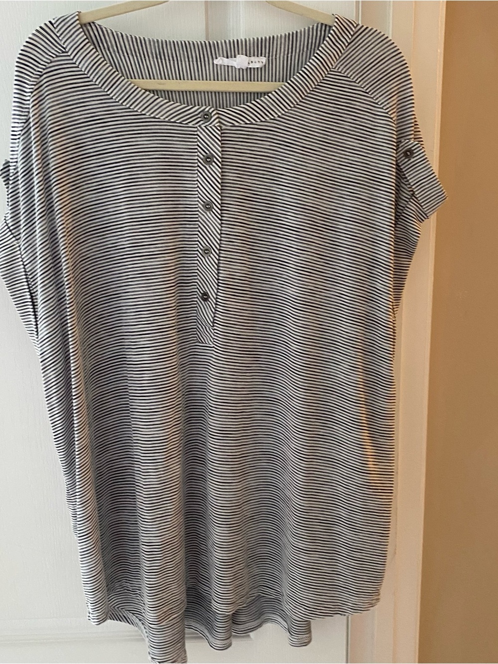 Jane and Delancey Blue and White Striped Henley Tunic